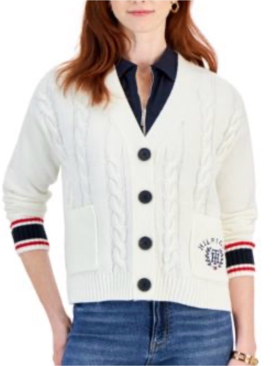 Tommy Hilfiger Sweaters - Tommy Hilfiger Cream Knit Sweater with Embroidered Crest